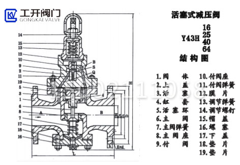 Y43H蒸汽減壓閥結(jié)構(gòu)圖