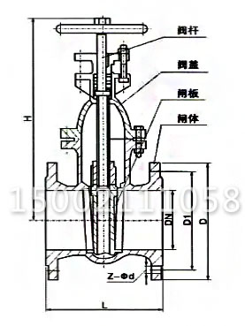 Z45T-16Q防護閘閥結(jié)構(gòu)圖