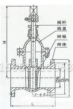 傳動帽彈性座封閘閥結(jié)構(gòu)圖