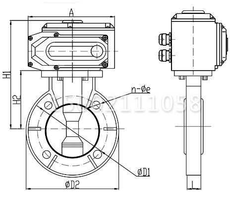 D971S電動(dòng)塑料蝶閥結(jié)構(gòu)圖