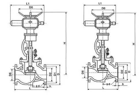 J941H電動截止閥結(jié)構(gòu)尺寸