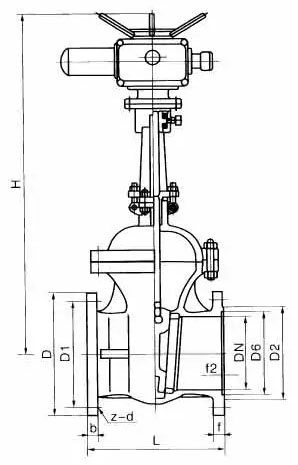 Z941H-40C電動閘閥結(jié)構(gòu)尺寸