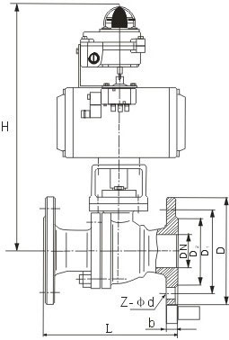 氣動球閥Q641F結(jié)構(gòu)尺寸