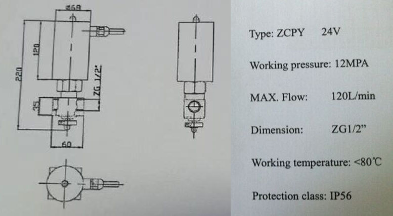 ZCPY船用高壓消防電磁閥結構尺寸