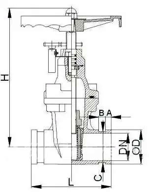 Z85X溝槽閘閥結構尺寸