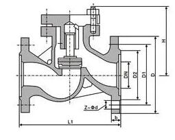 H41W升降式止回閥結(jié)構(gòu)圖