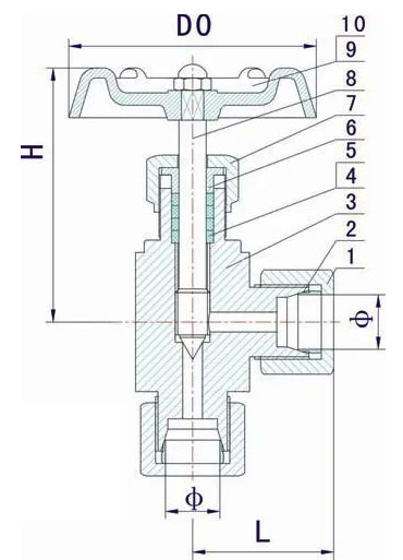 J94W卡套角式針型閥結(jié)構(gòu)尺寸