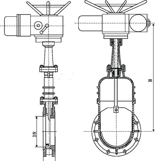 電動(dòng)帶蓋零泄漏暗桿刀型閘閥結(jié)構(gòu)尺寸